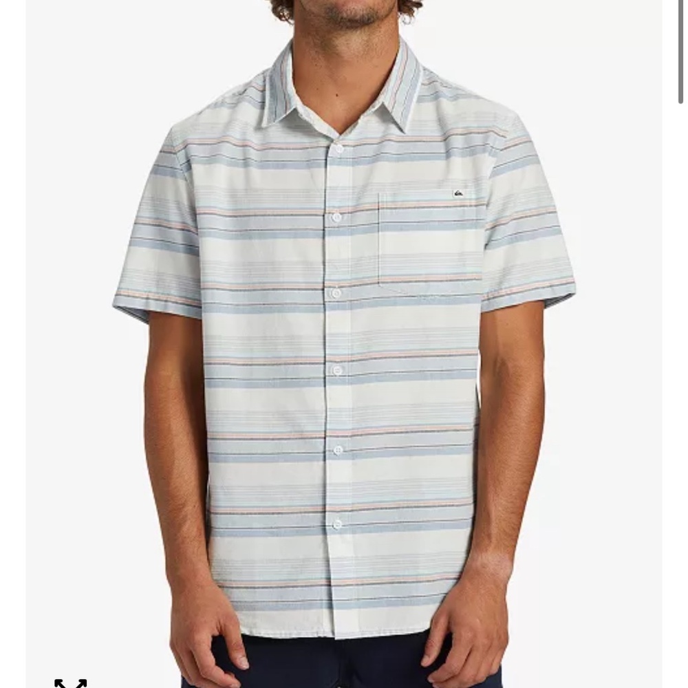 Quiksilver Men's Oxford Stripe Classic Short Sleeve Shirt